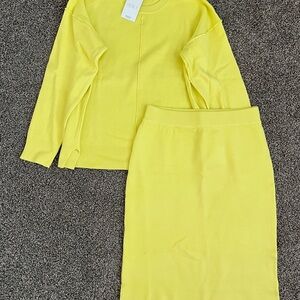 Tea n Rose Lemon Knit Sweater & Skirt Set